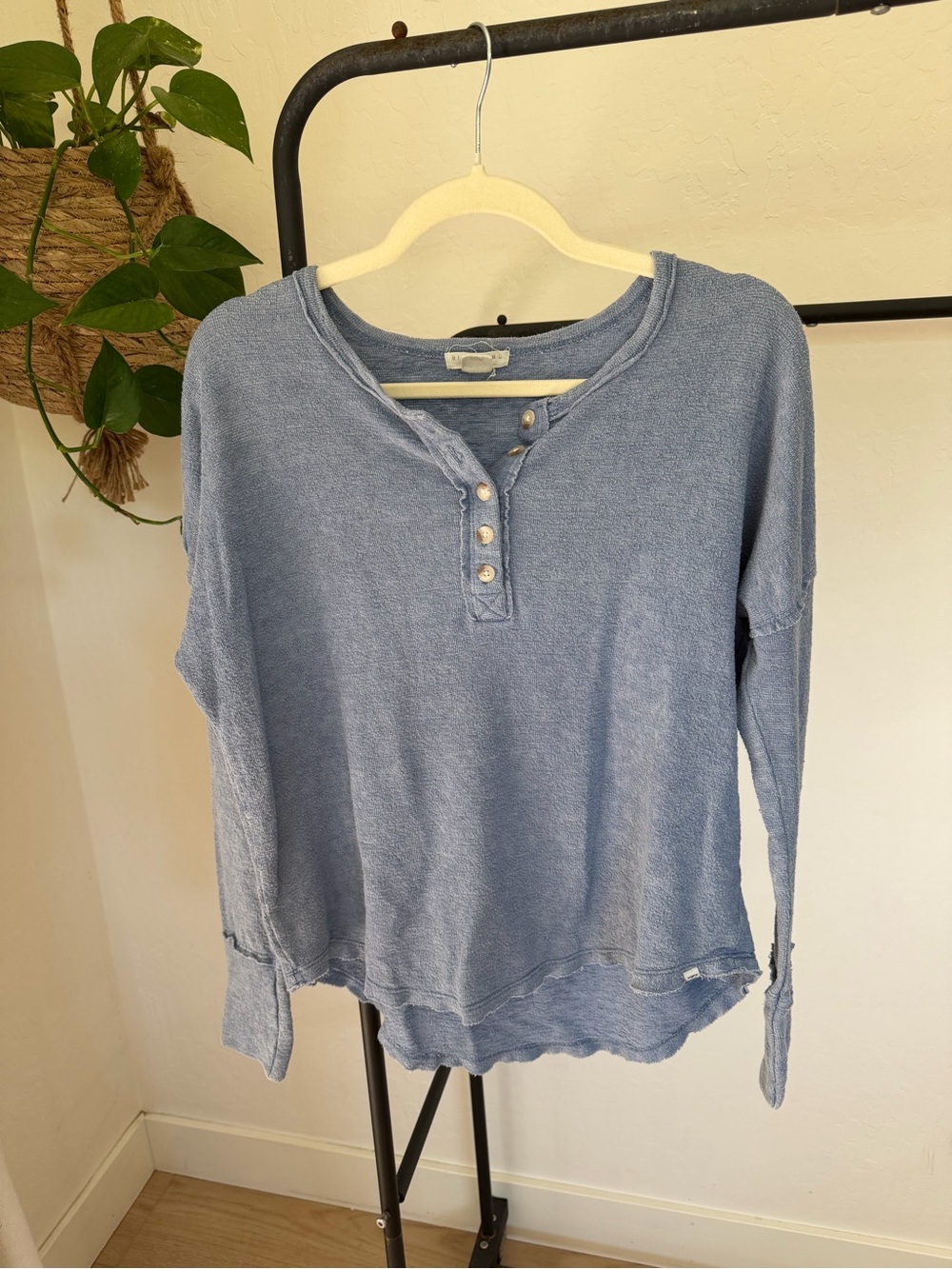 Billabong Women's Dusty Blue Long-Sleeve Henley